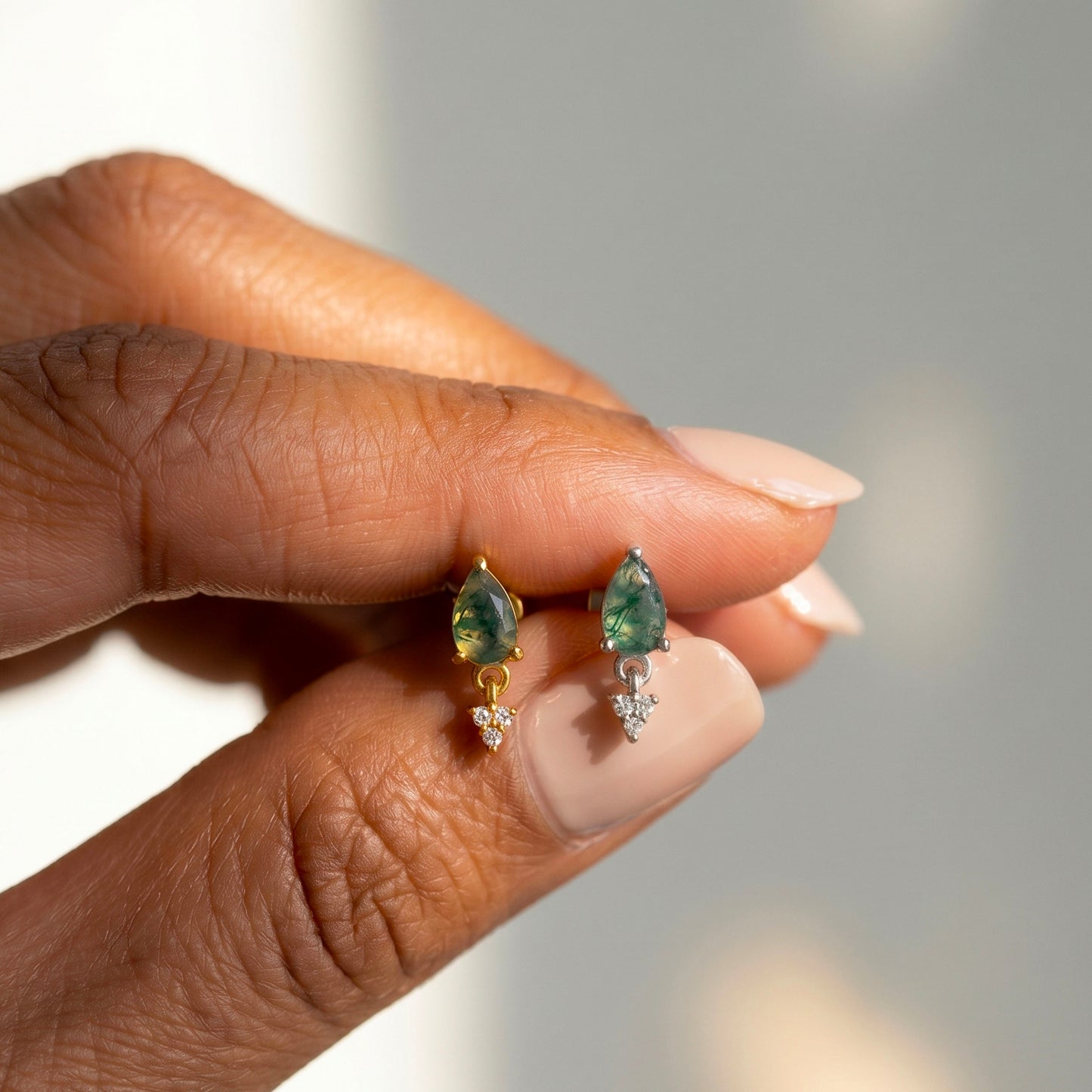 Natural Moss Agate Push Pin