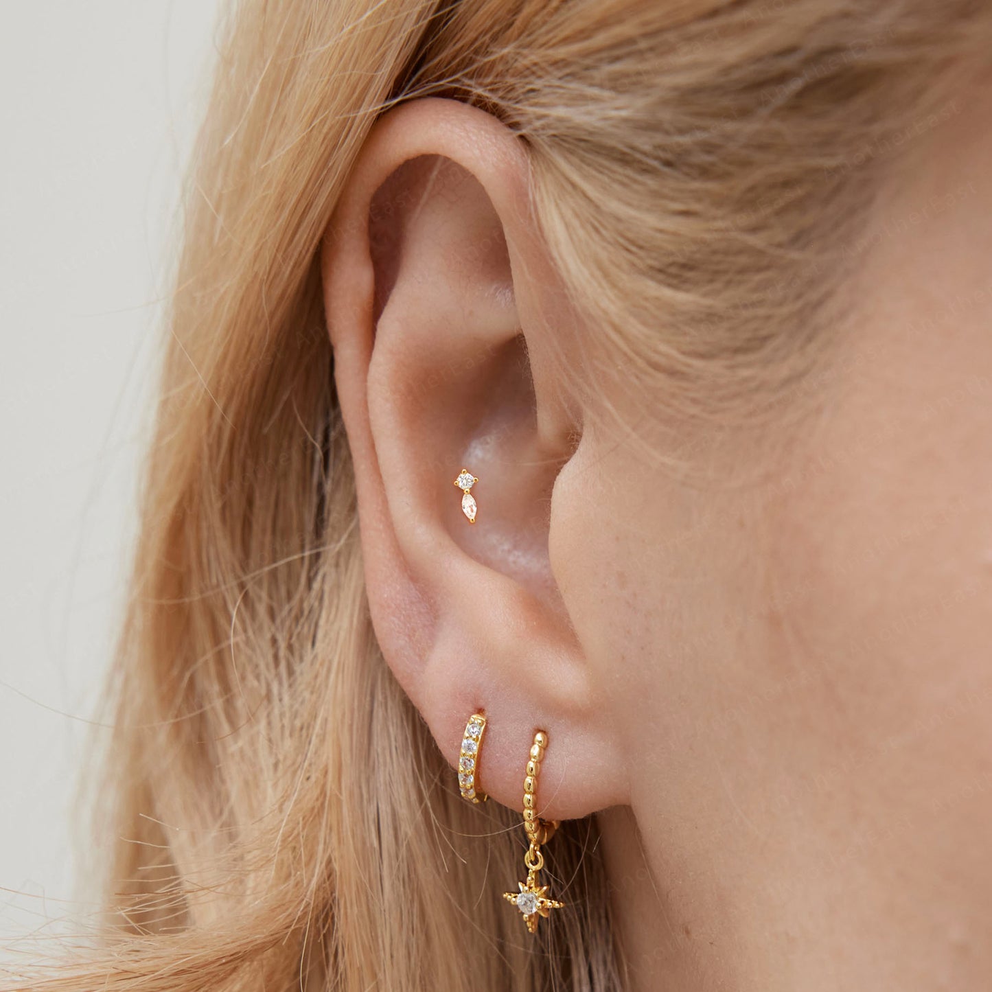 Round & Marquise Duo Stud
