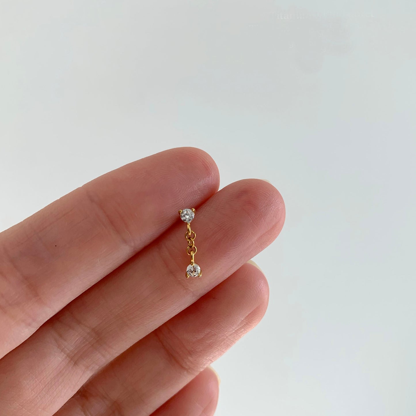 Two CZ Dangle Push Pin
