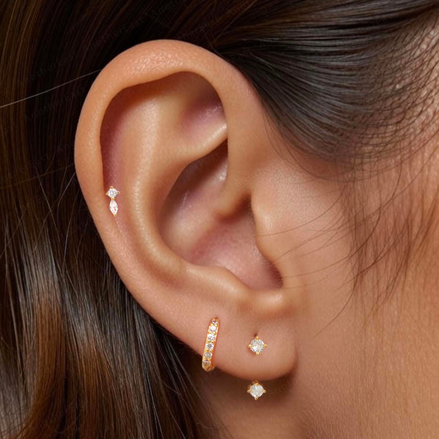 Round & Marquise Duo Threaded Labret