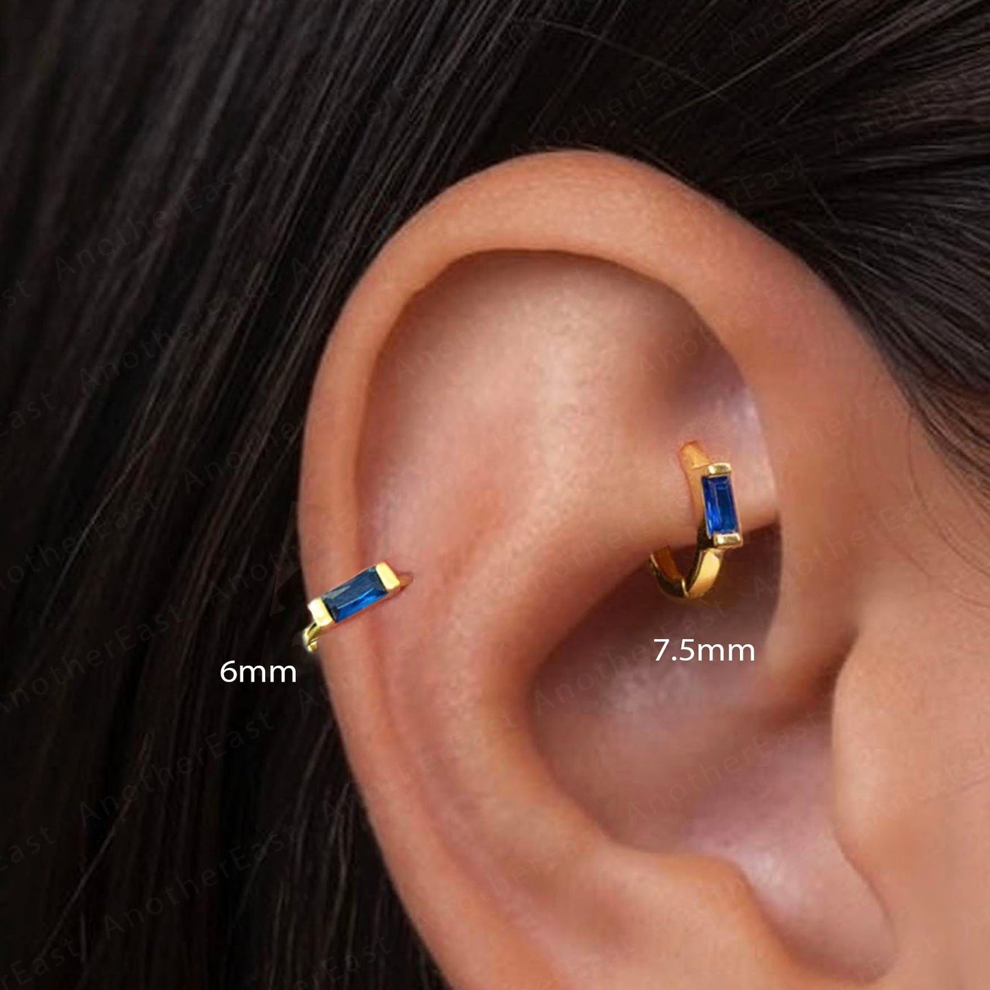Sapphire Baguette Hoop