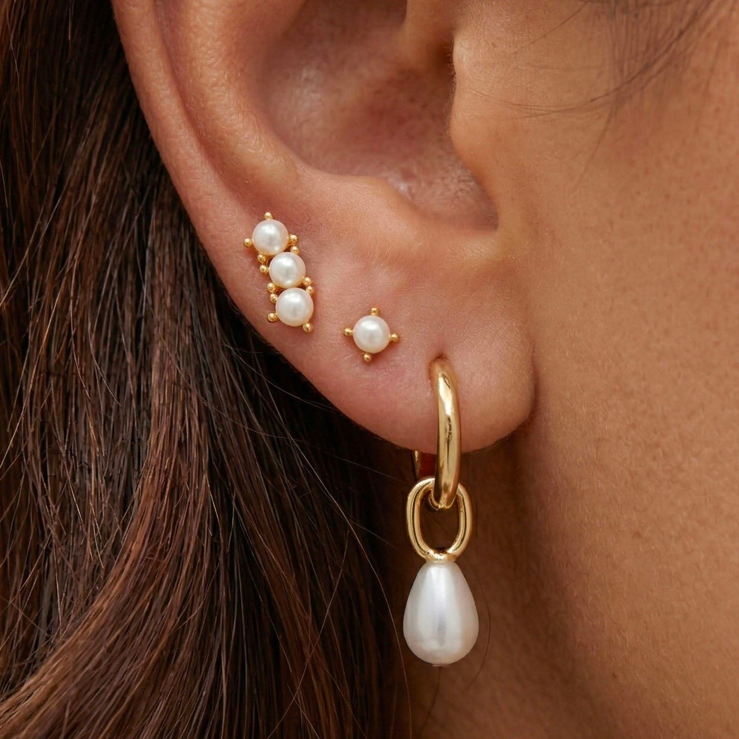 Three Pearl Stud