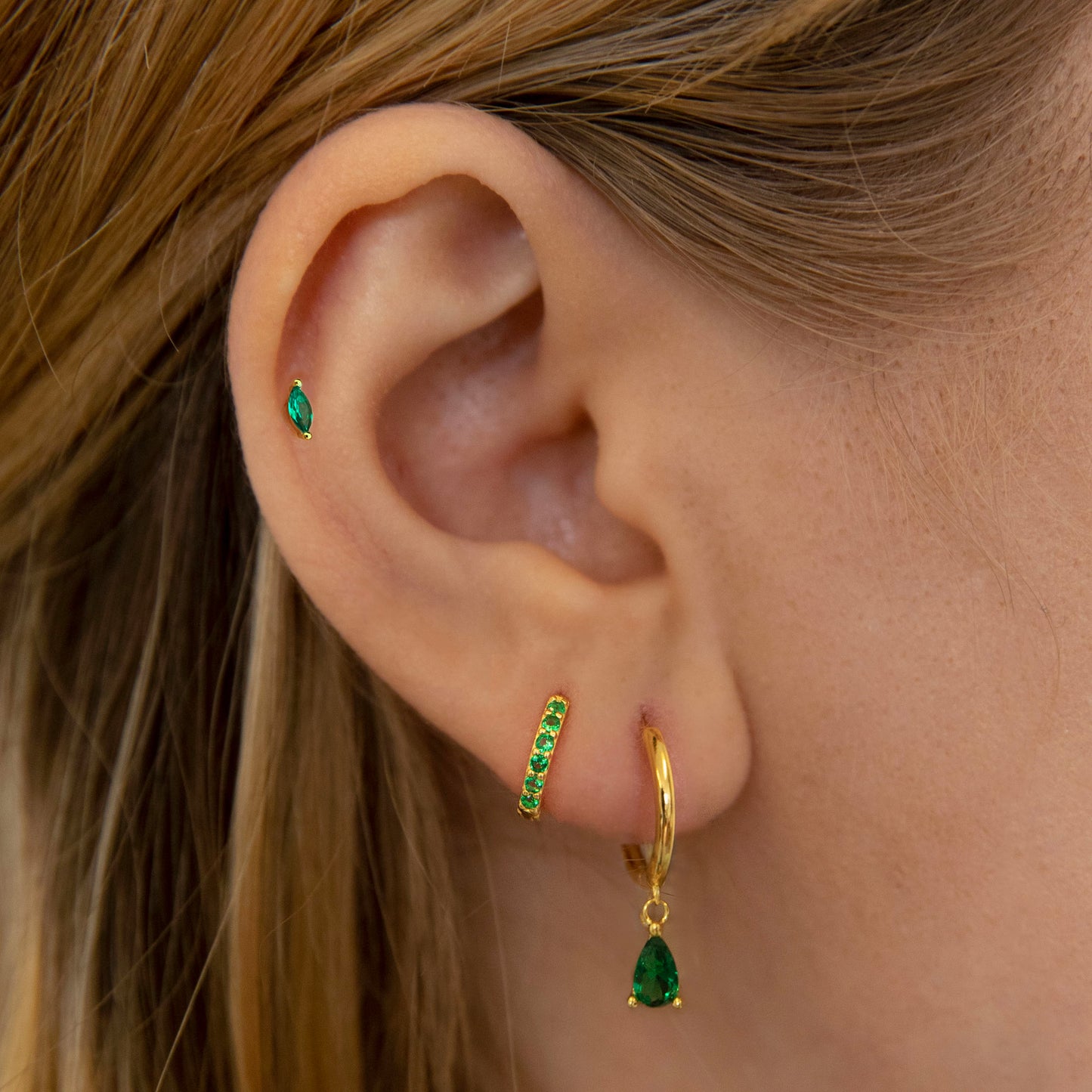 Emerald Marquise Stud