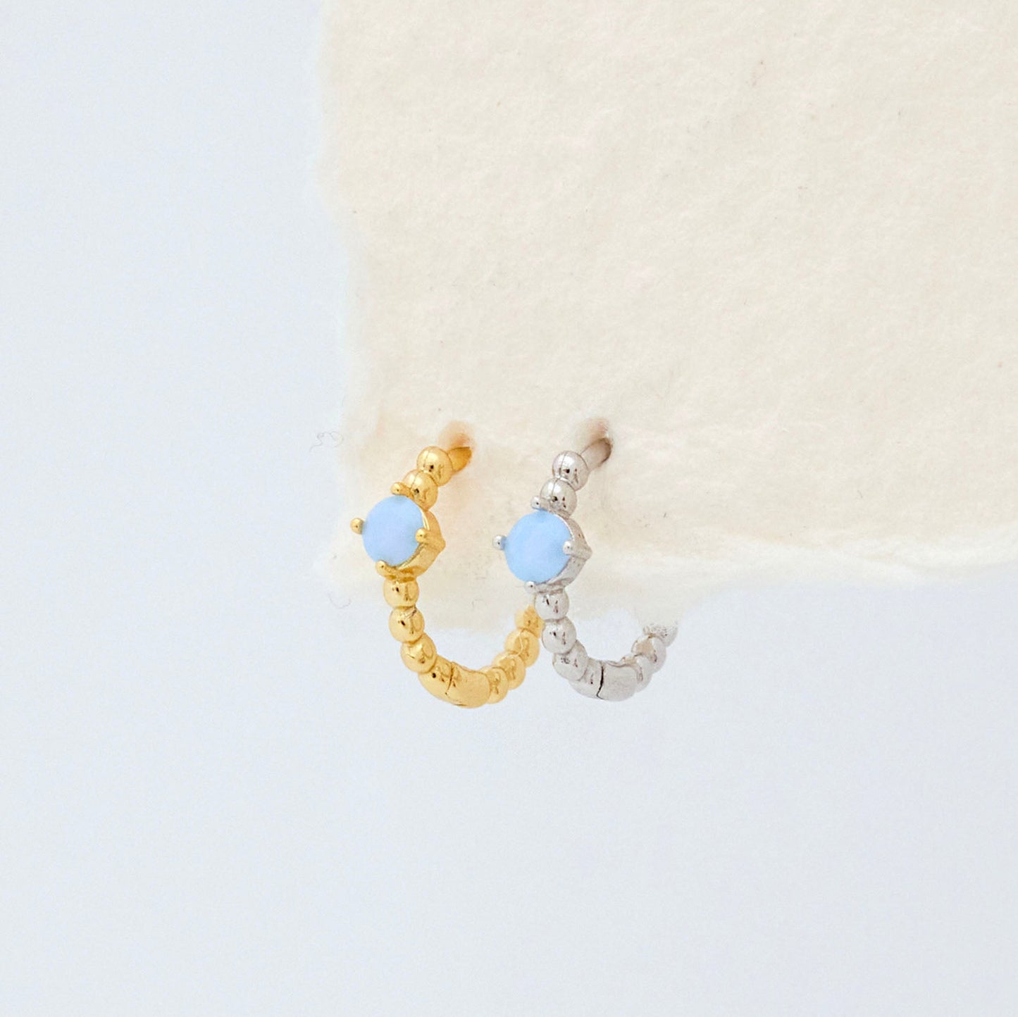 Blue Stone Huggie Hoop