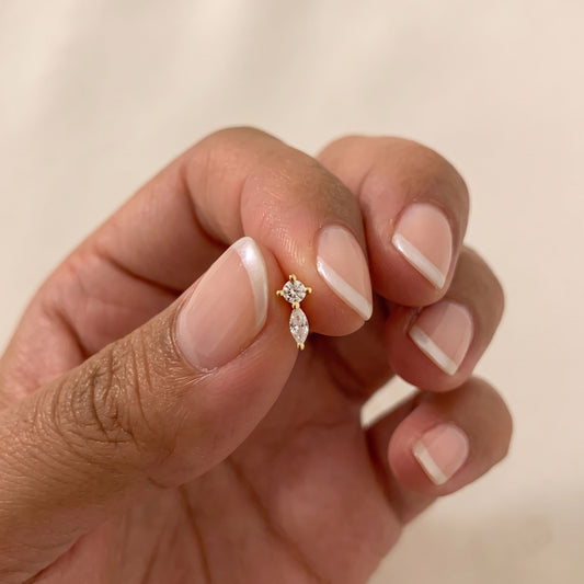 Round & Marquise Duo Stud