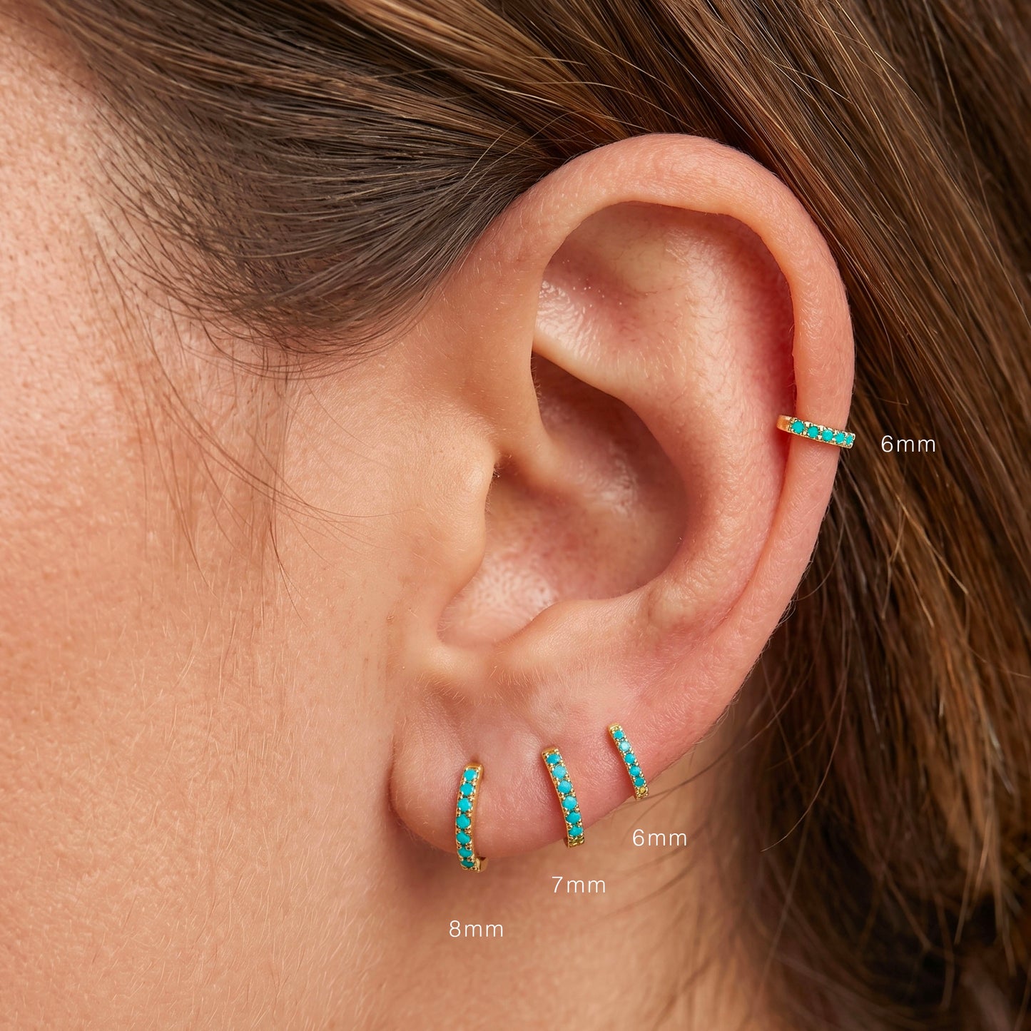 Turquoise huggie hoop