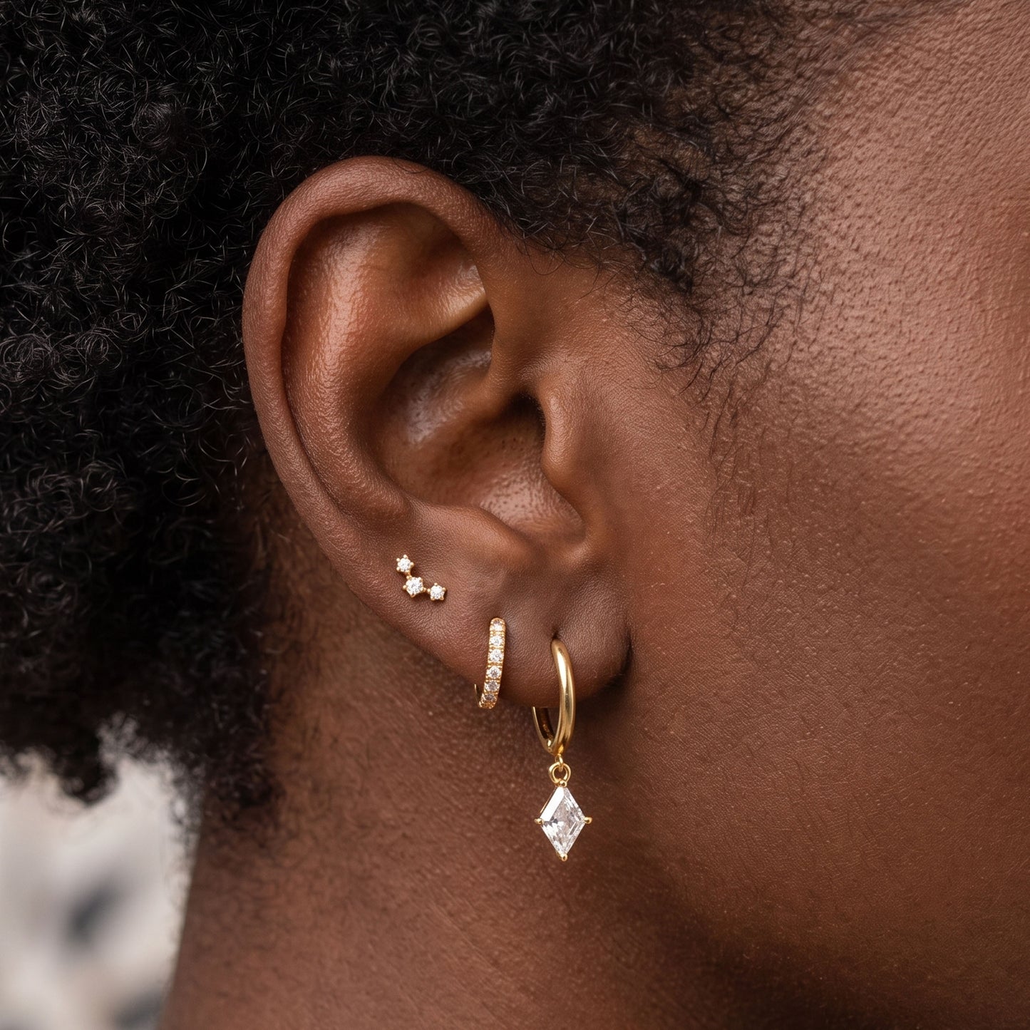 Tiny Three CZ Threaded Labret