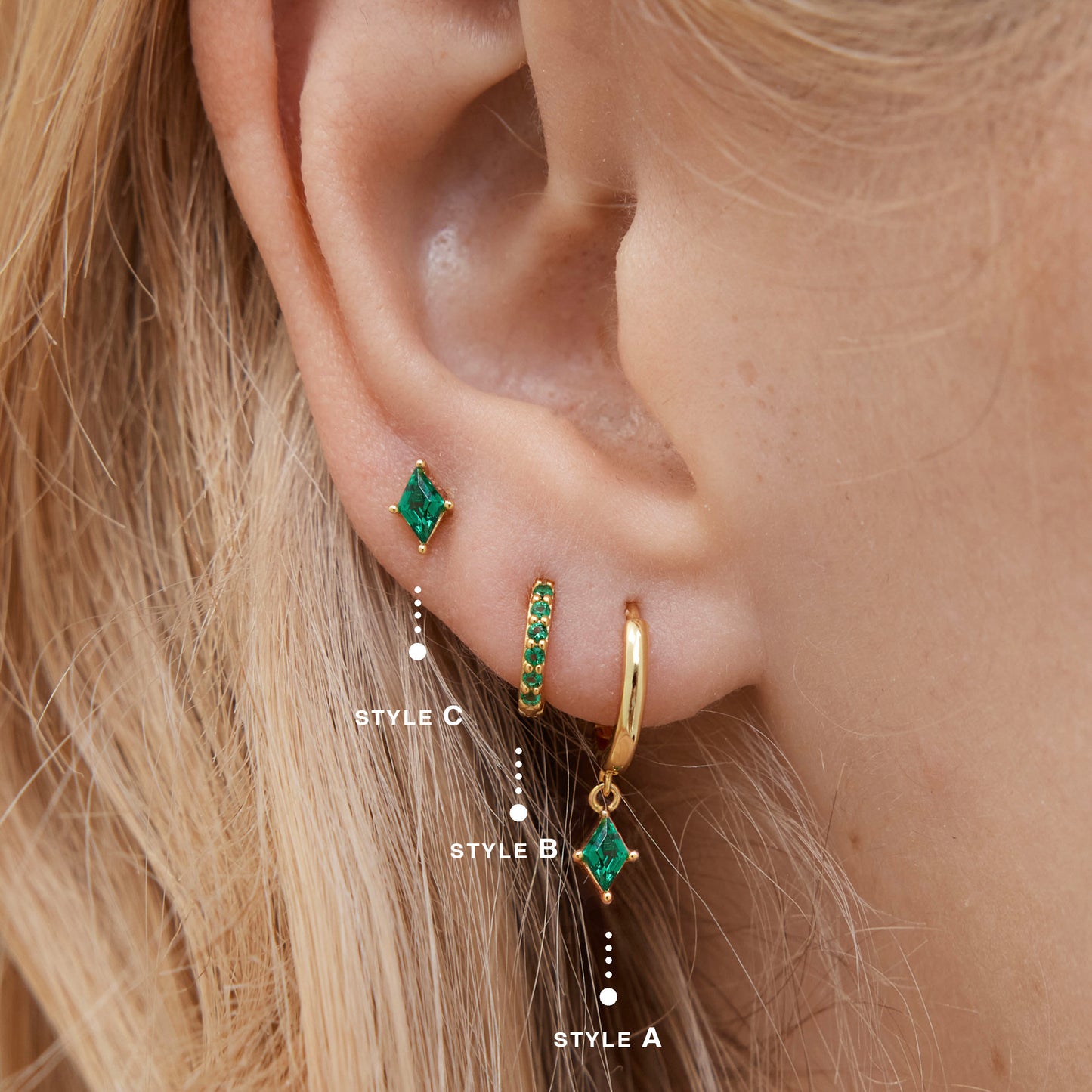 Emerald Square Earring Set