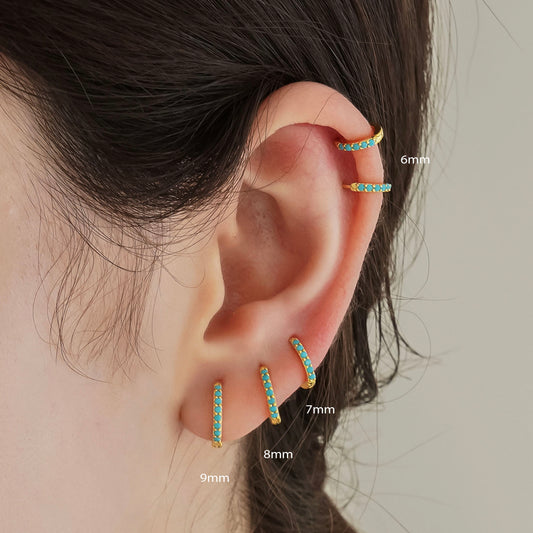 Turquoise huggie hoop