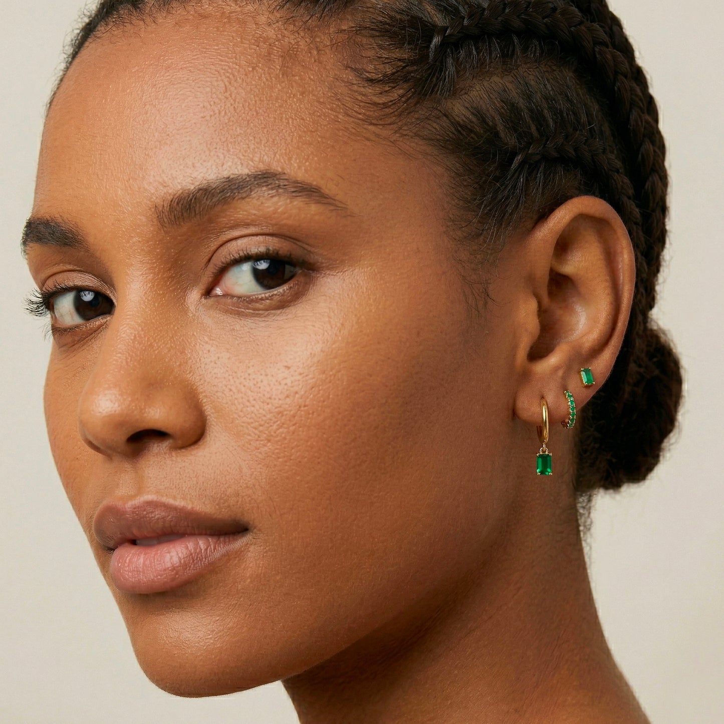 Emerald Dangle Baguette Set