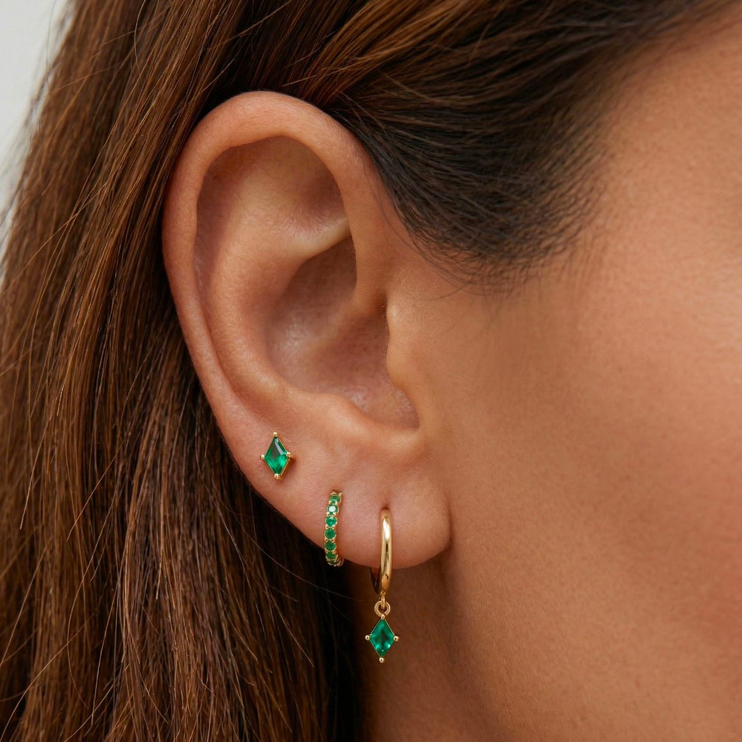 Emerald Square Earring Set
