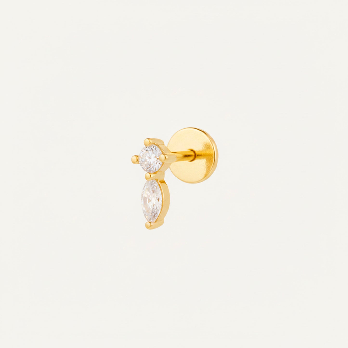 Round & Marquise Duo Threaded Labret