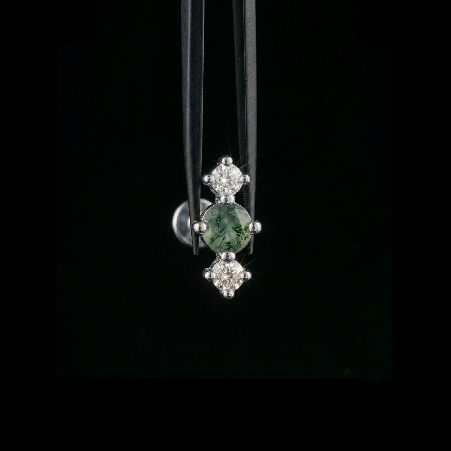 Natural Moss Agate Push Pin