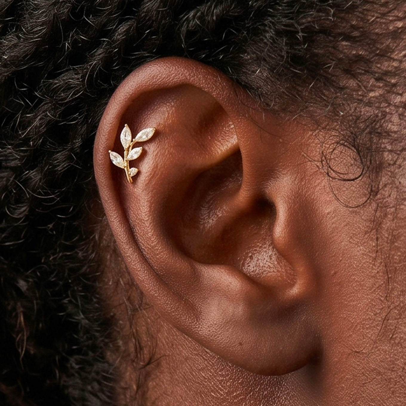 CZ Leaf Stud
