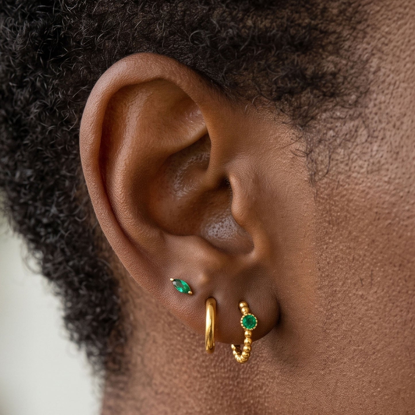 Emerald Marquise Stud