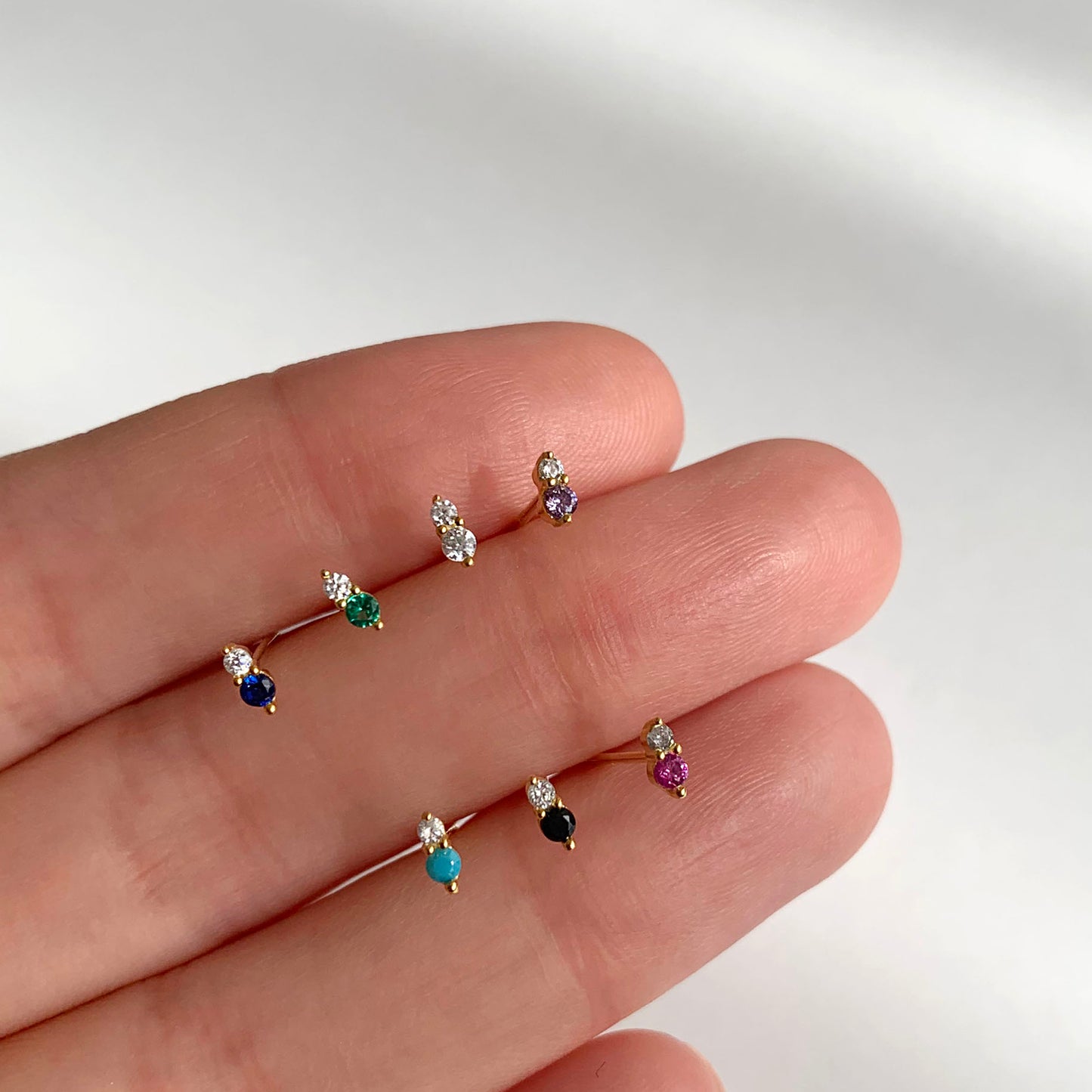 Tiny Double Stone Stud