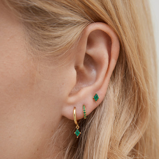 Emerald Square Earring Set