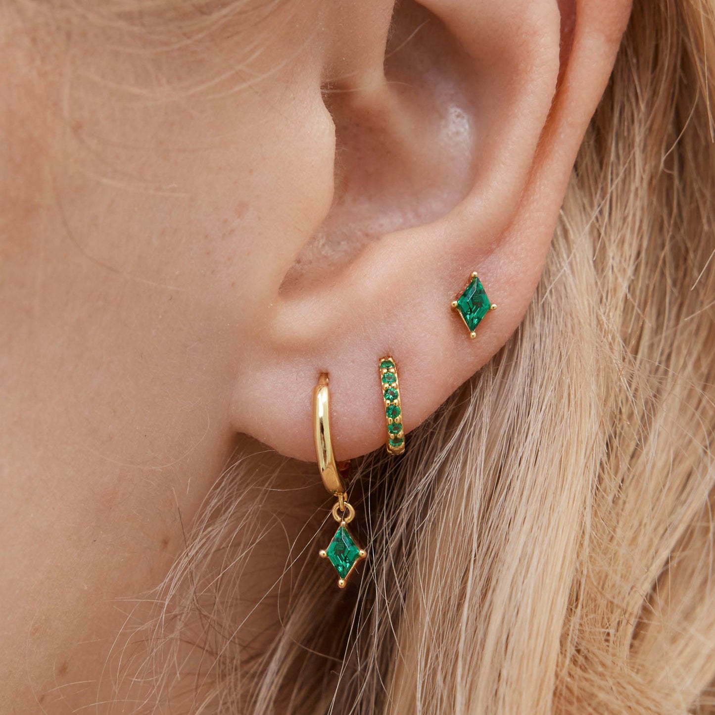 Emerald Dangle Hoop