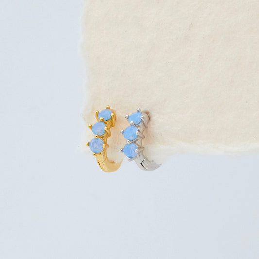 Blue Stone Huggie Hoop