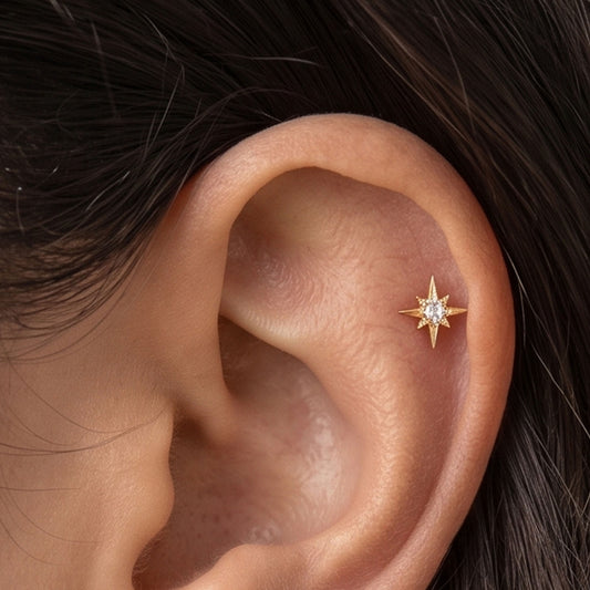 CZ Starburst Threaded Labret
