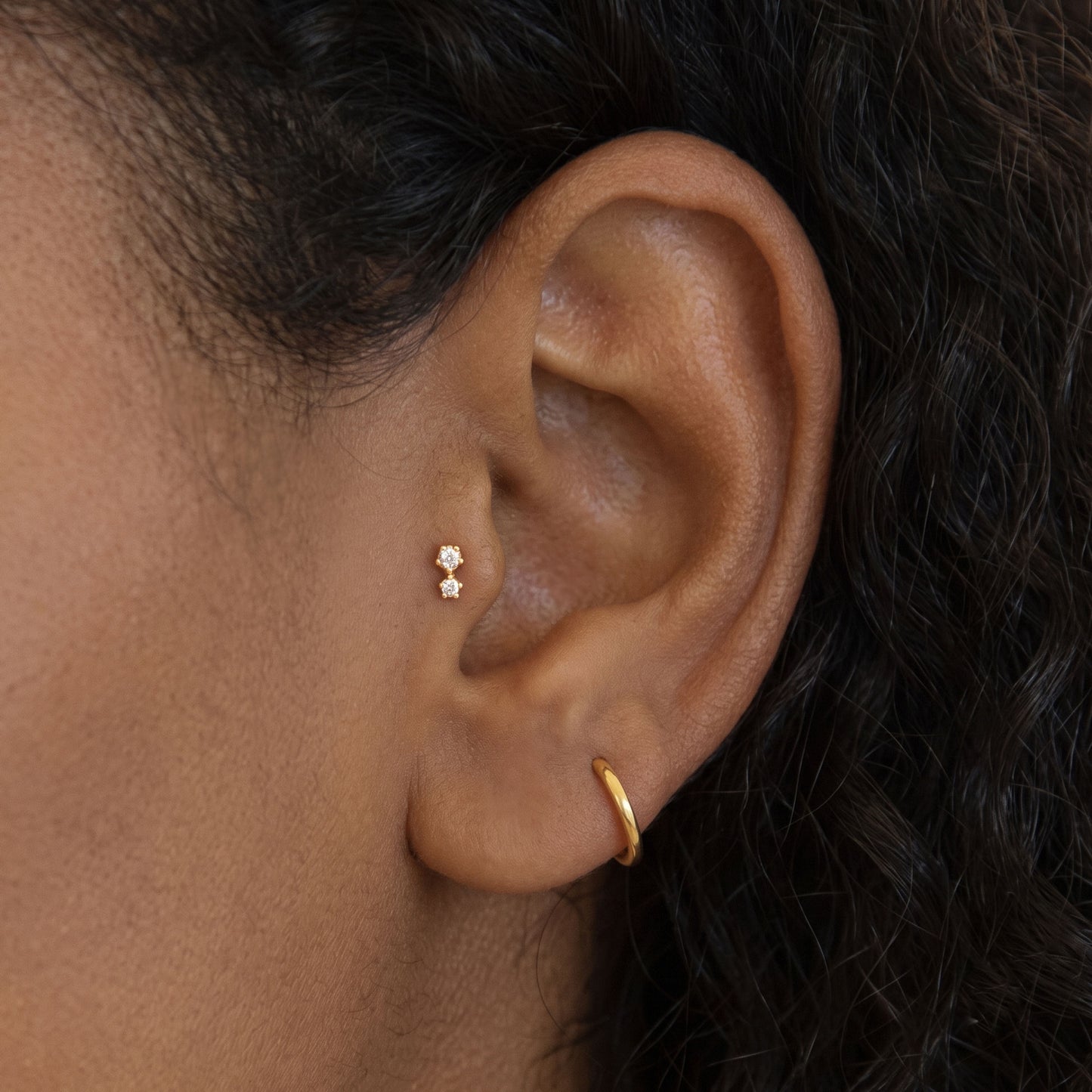 Two Stone Threaded Labret