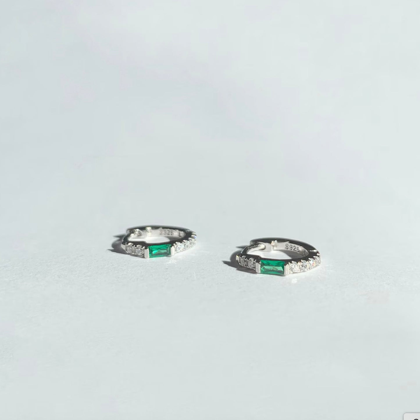 Emerald Baguette Hoop
