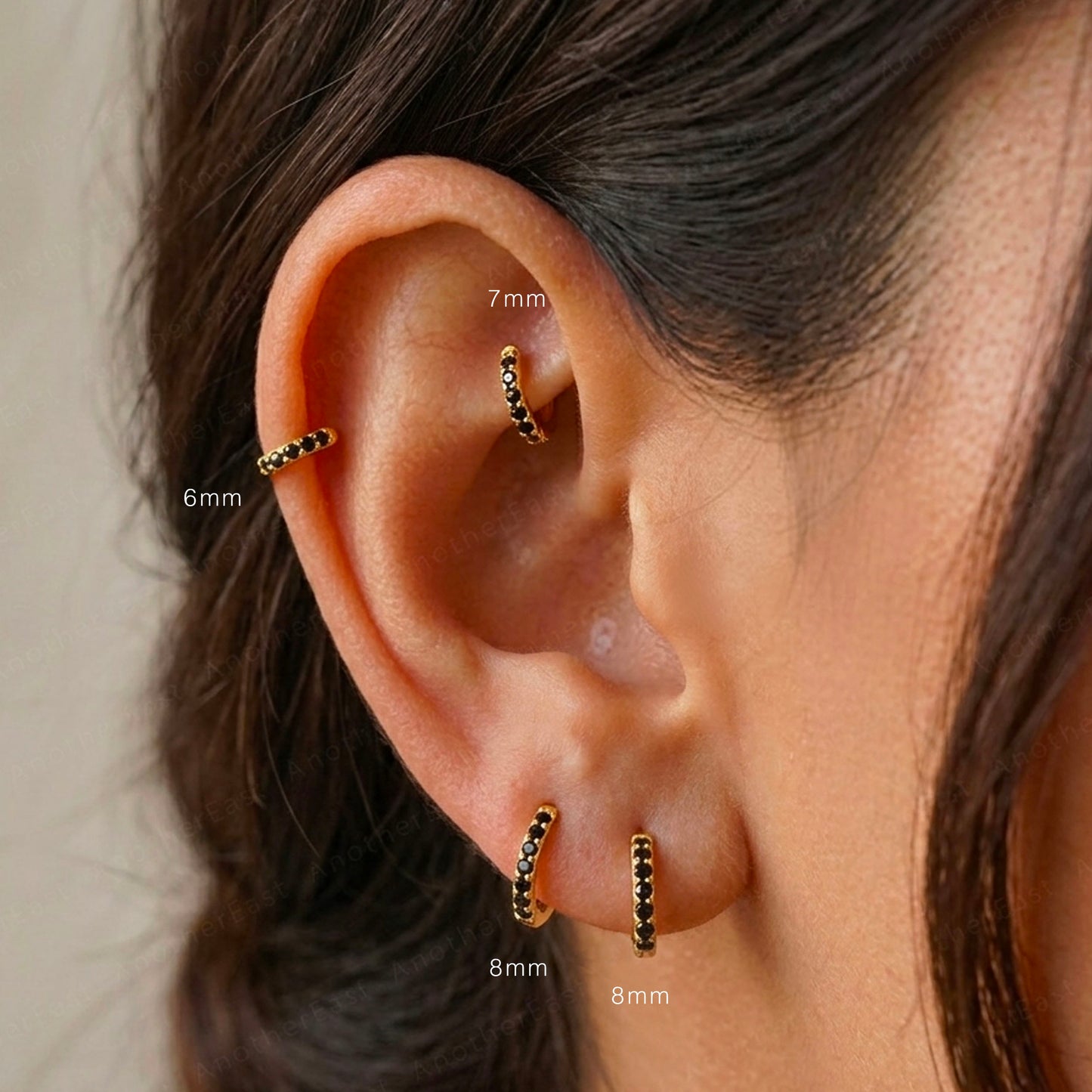 Black Stone huggie hoop