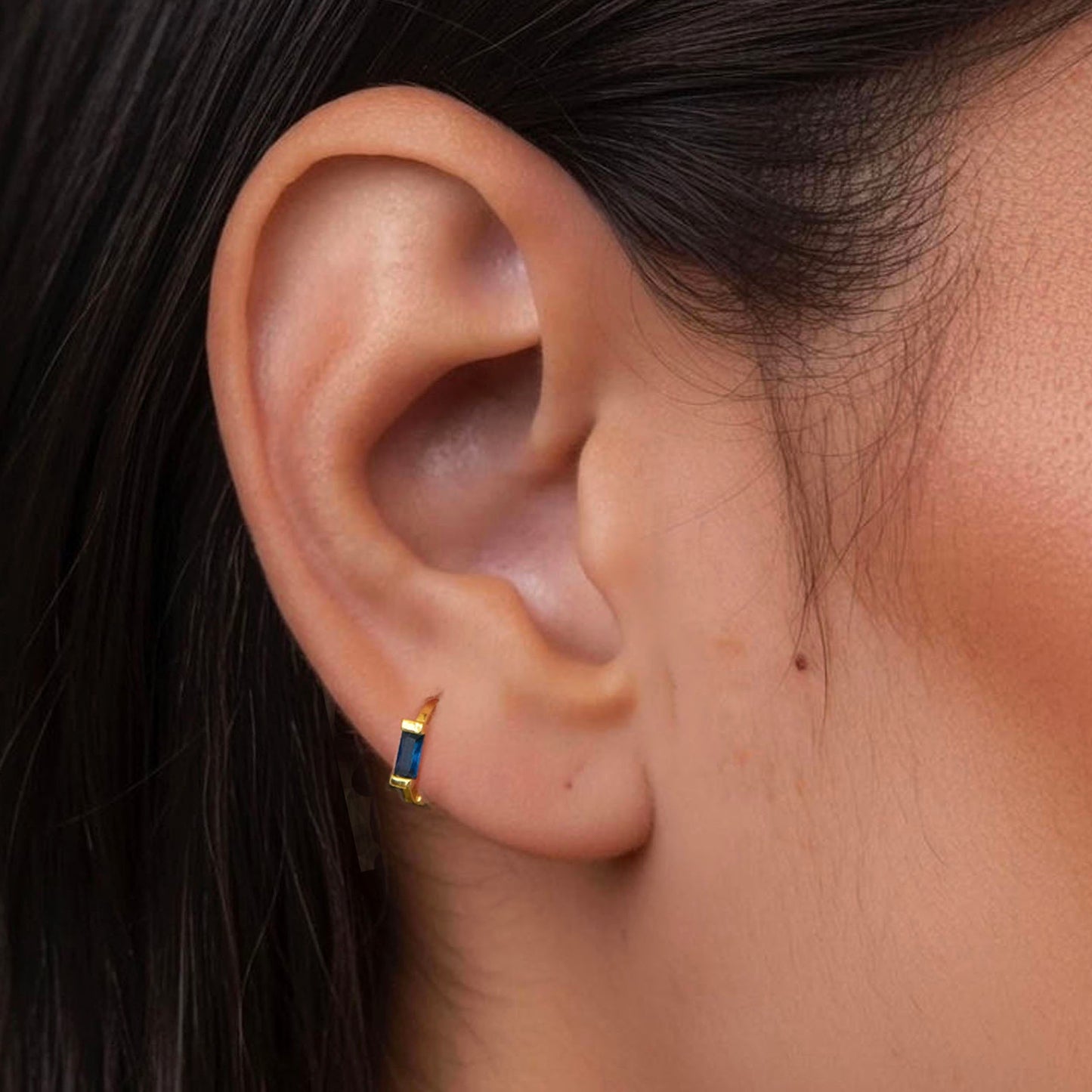 Sapphire Baguette Hoop