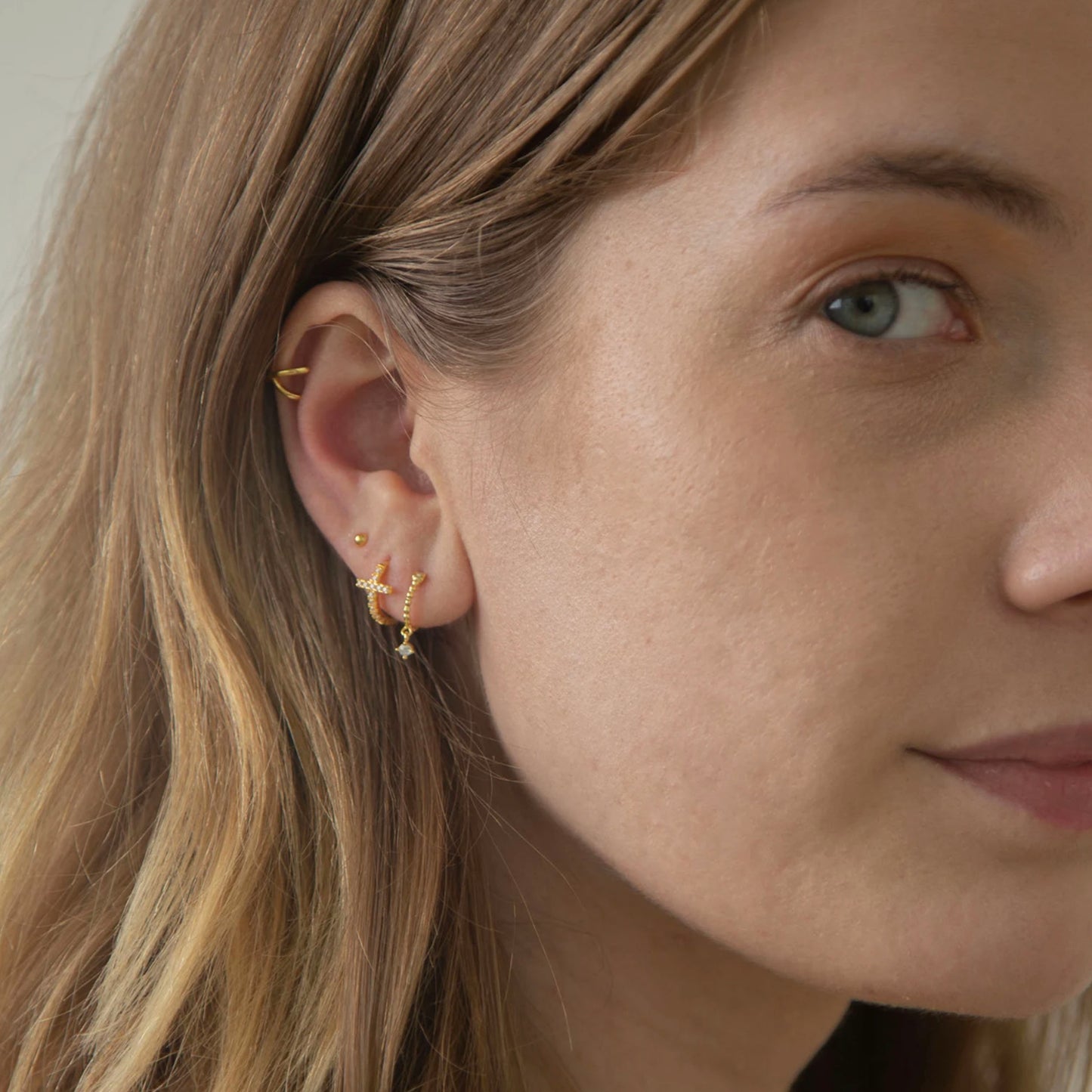 CZ Dangle Cable Hoop