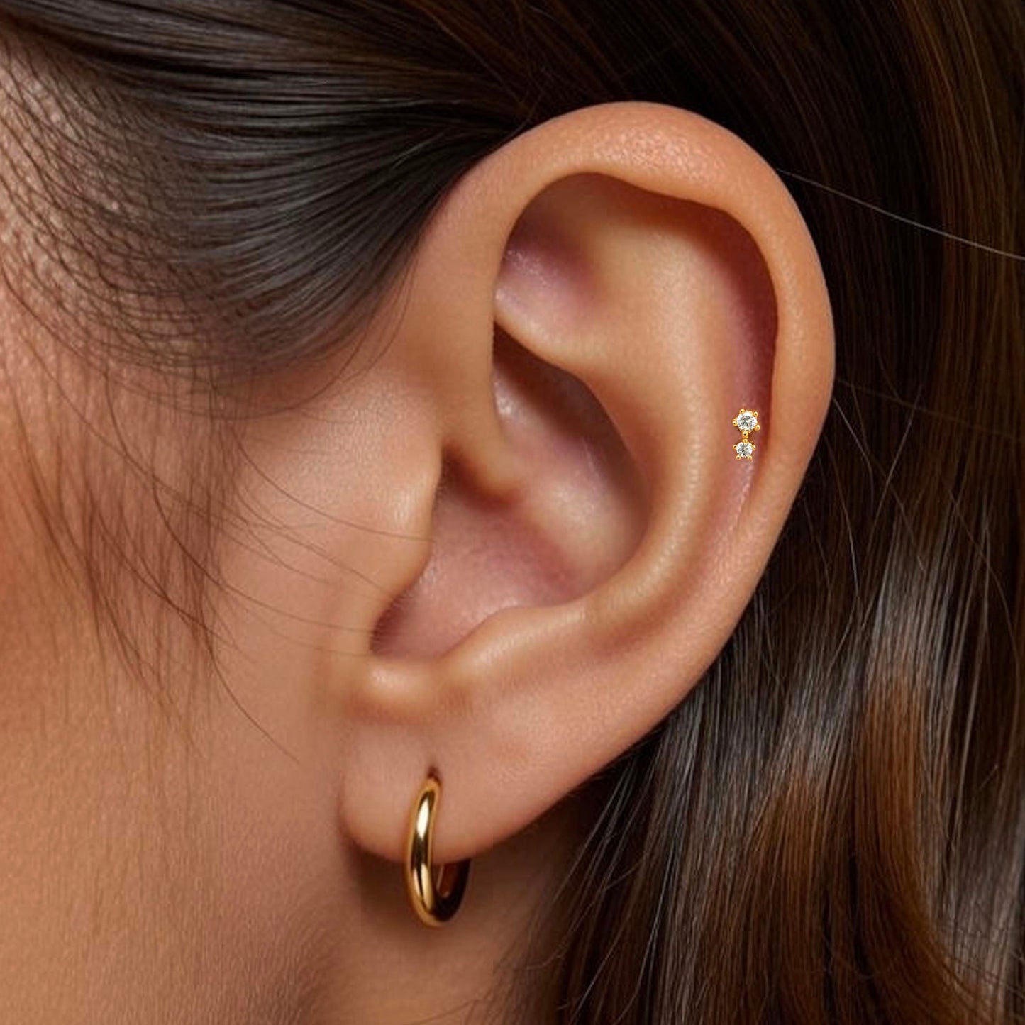 Two Stone Threaded Labret