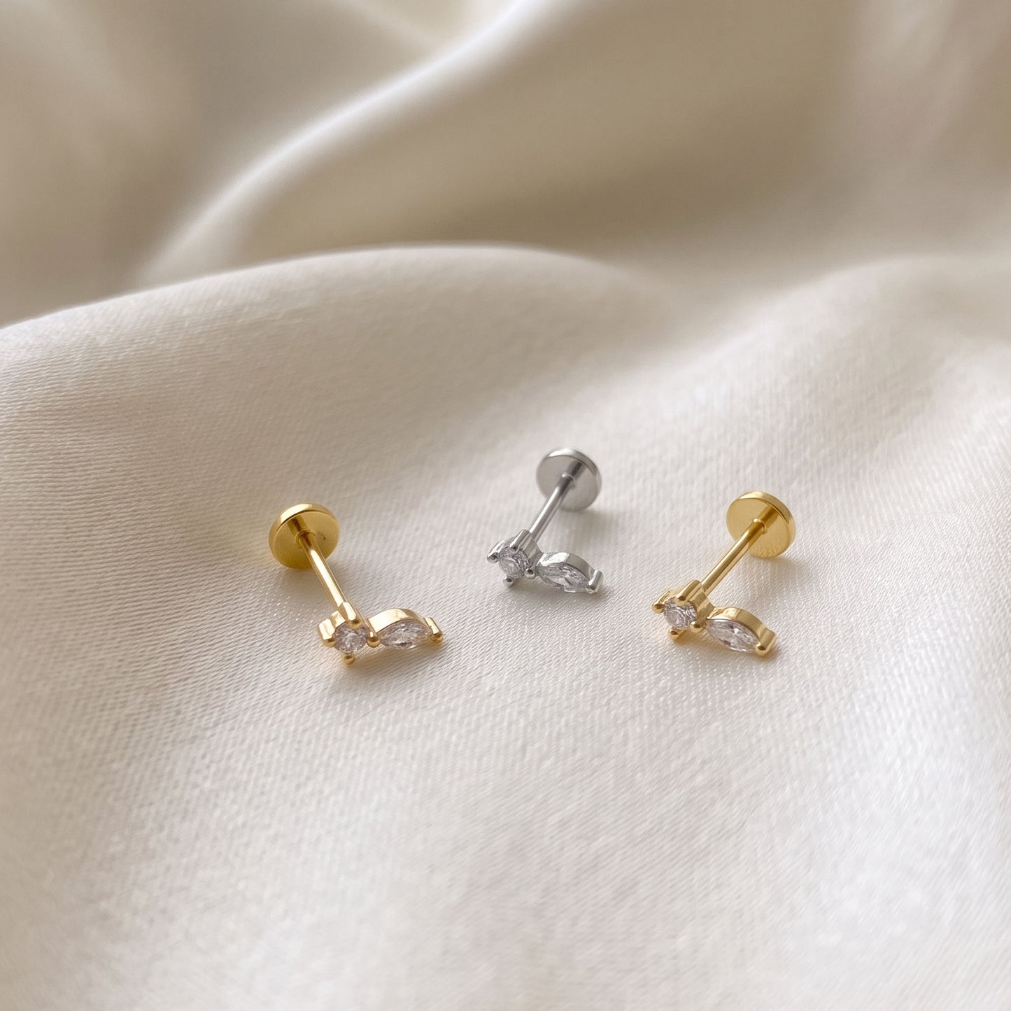 Round & Marquise Duo Threaded Labret