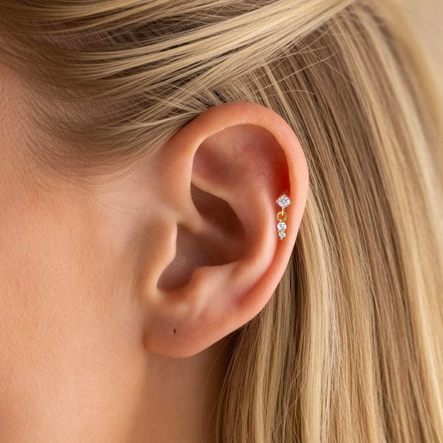 CZ Dangle Threaded Labret