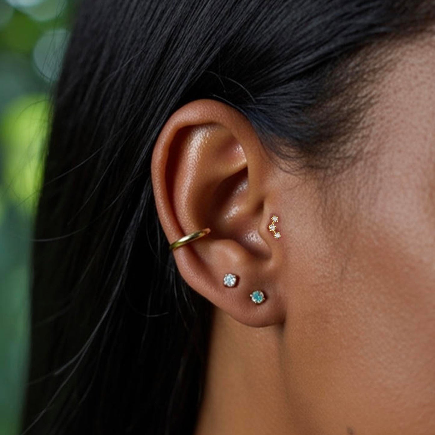 Tiny Three CZ Threaded Labret