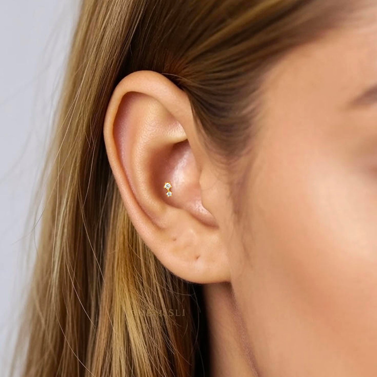 Two Stone Threaded Labret