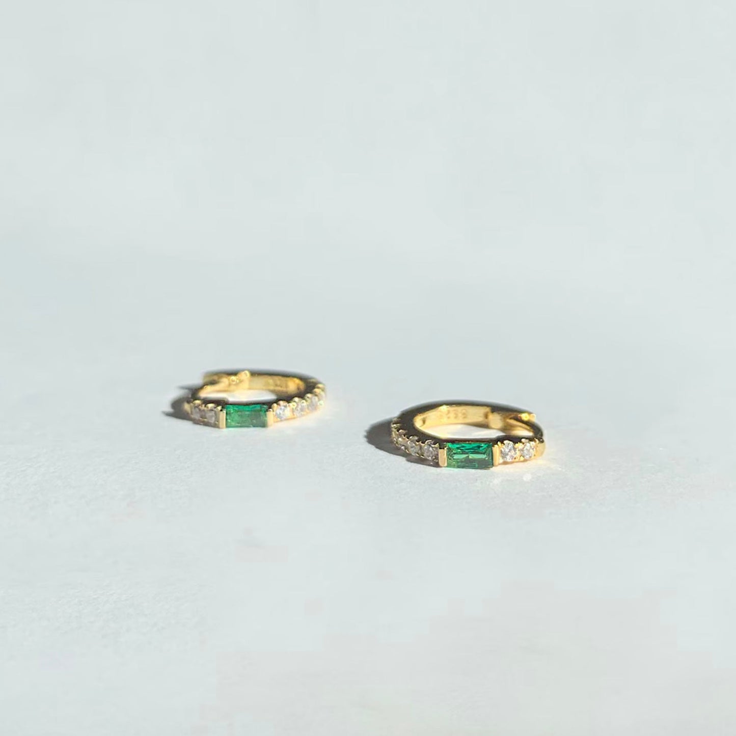 Emerald Baguette Hoop