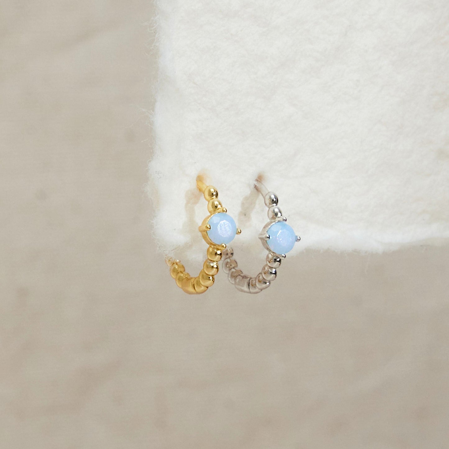 Blue Stone Huggie Hoop