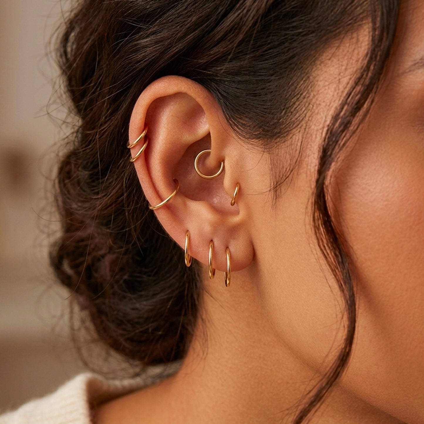Tiny thin huggie hoops