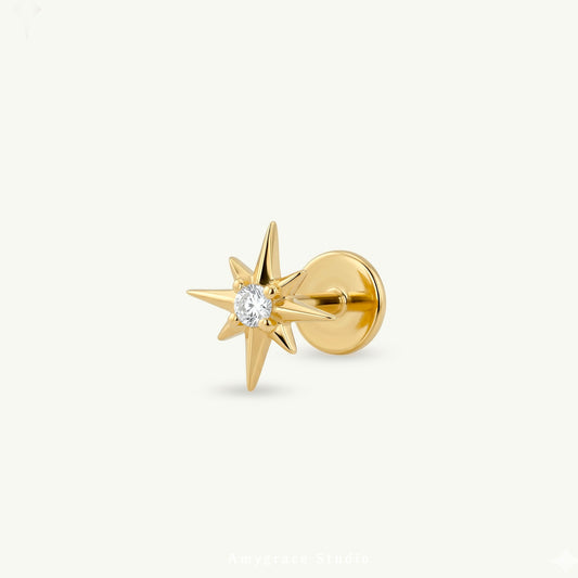 CZ StarburstThreaded Labret