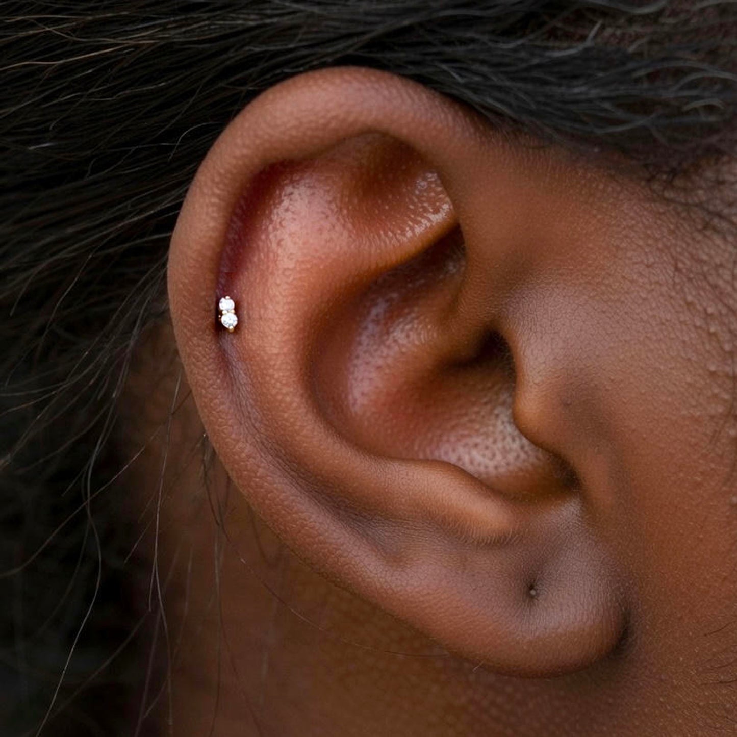 Tiny Double Stone Threaded Labret