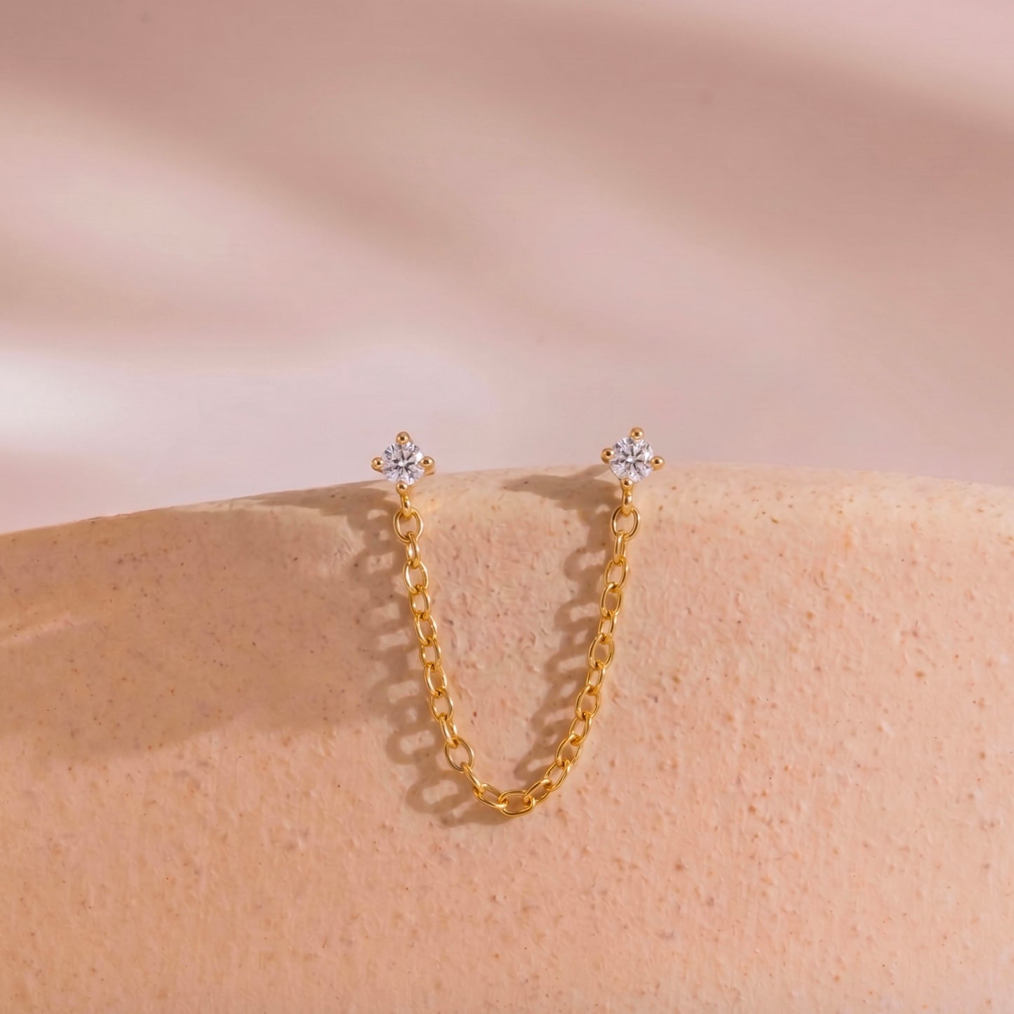 Double CZ Chain Stud