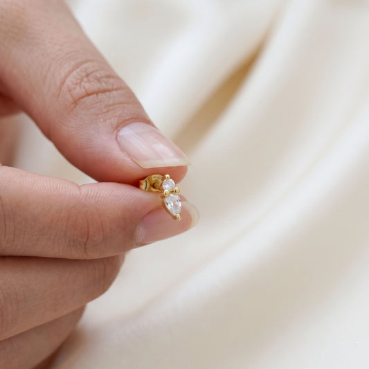 Pear & Round Duo Stud