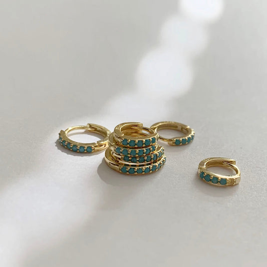 Turquoise huggie hoop