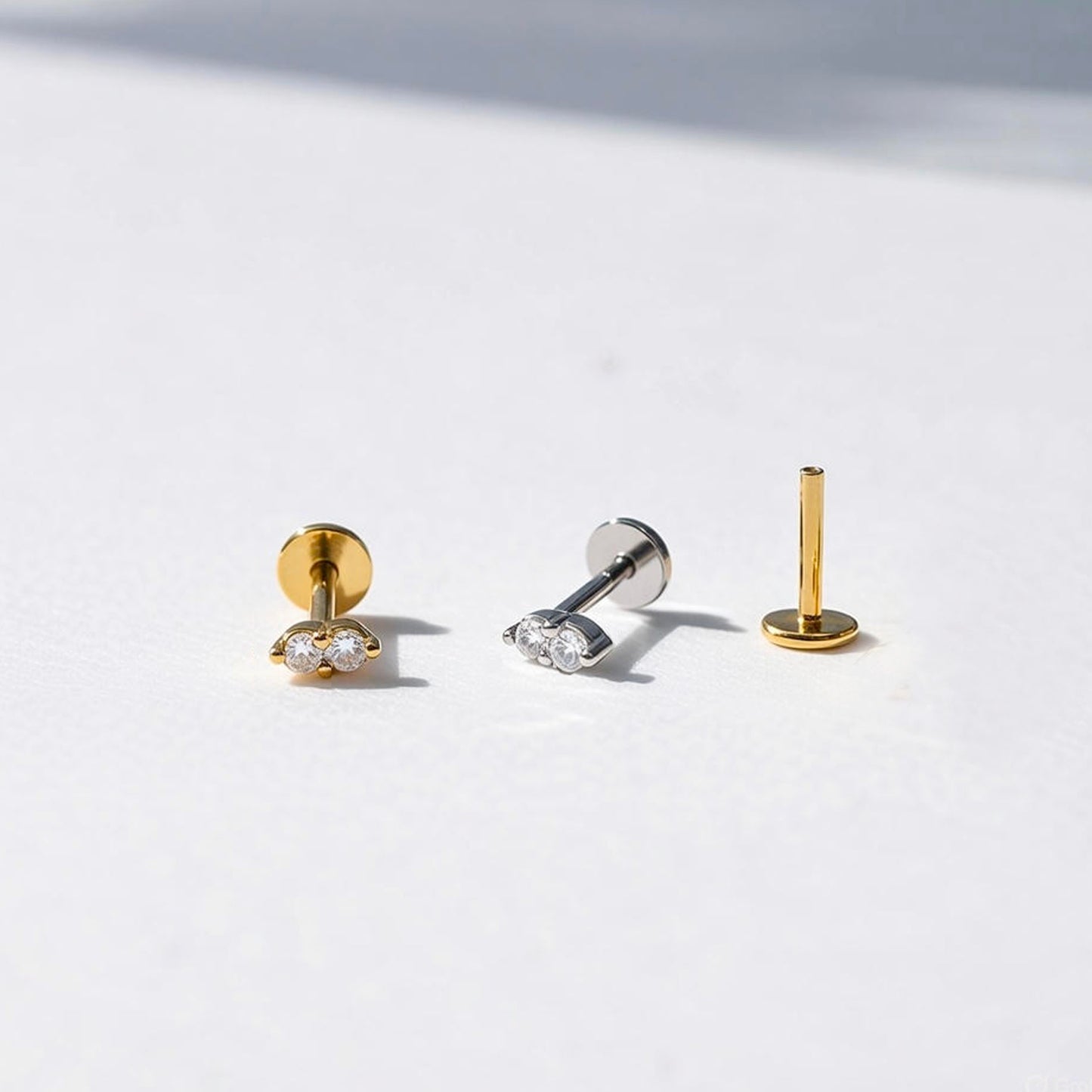 Tiny Double Stone Threaded Labret