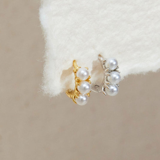 Pearl Huggie Hoop