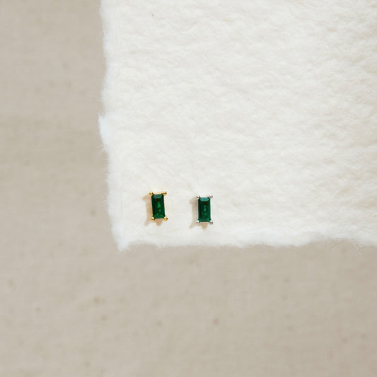Emerald Baguette Stud