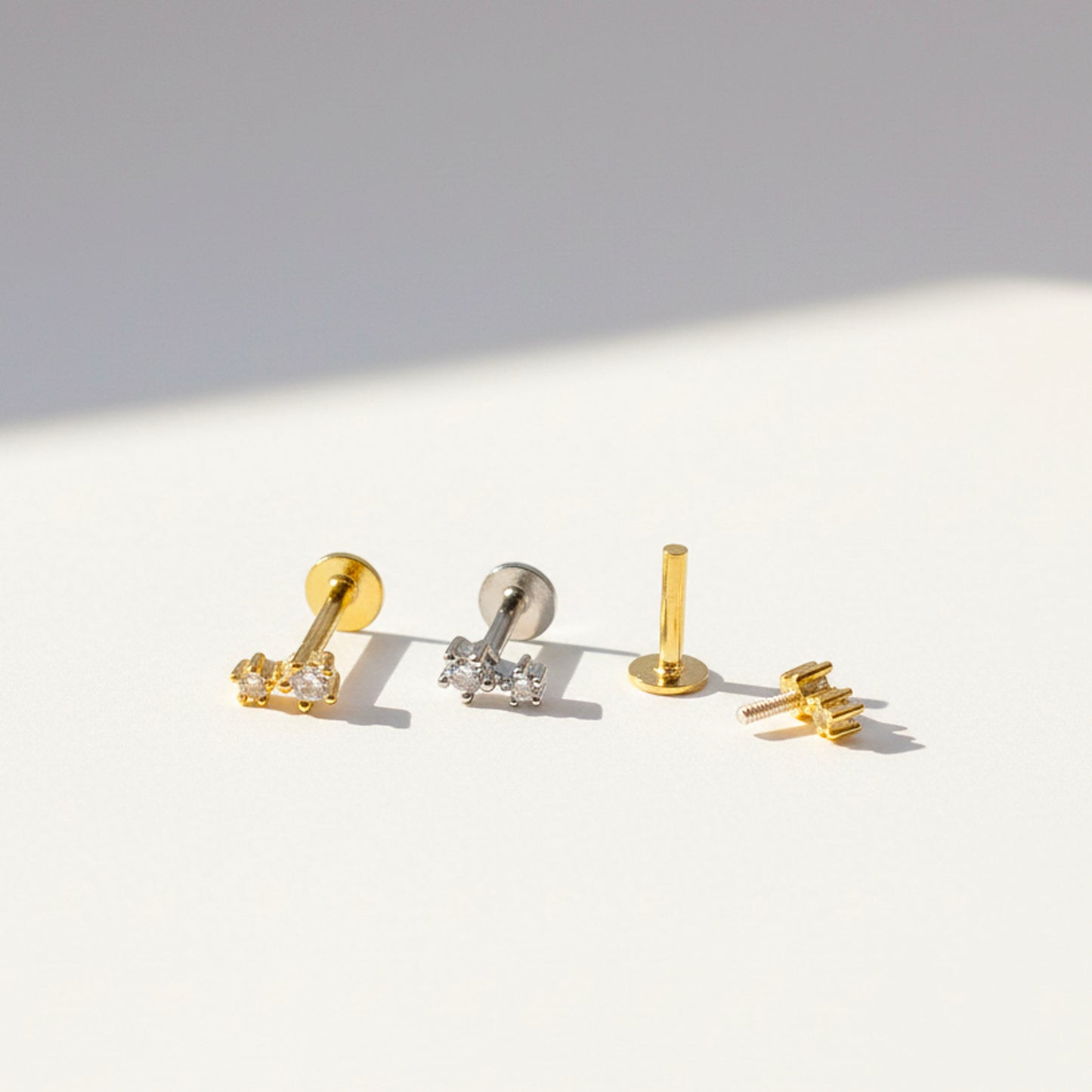 Two Stone Threaded Labret