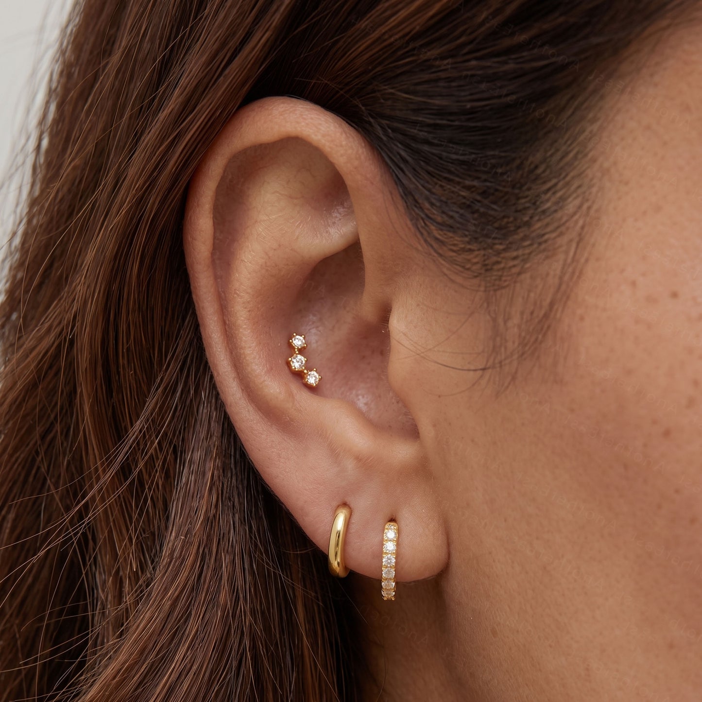 Tiny Three CZ Threaded Labret