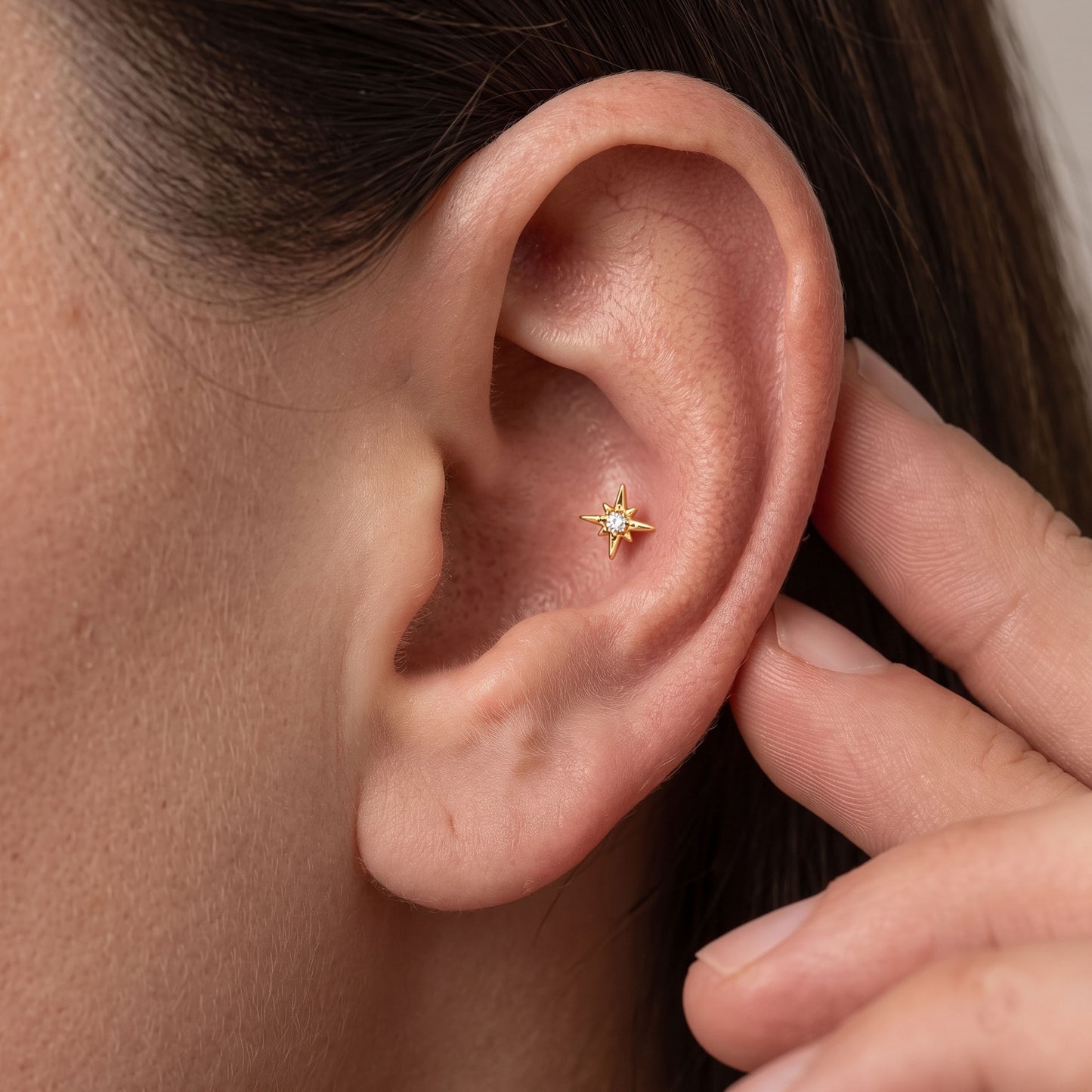 CZ Starburst Threaded Labret