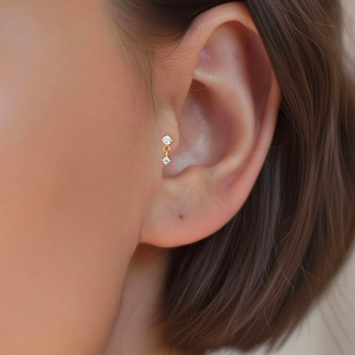 CZ Dangle Threaded Labret