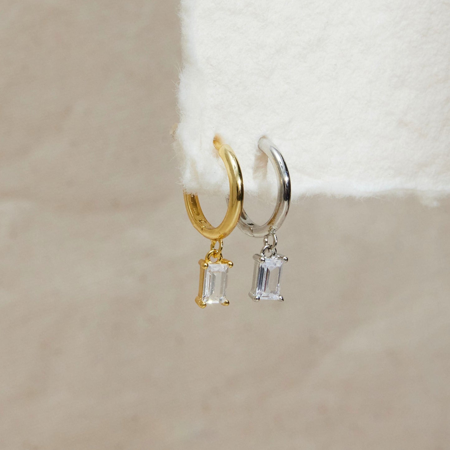 Baguette Dangle Hoop